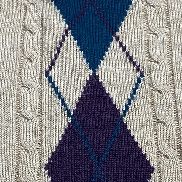 VNTG Alfred Dunner Beige Argyle Short Sleeve Knit Sweater - Picture 8 of 8